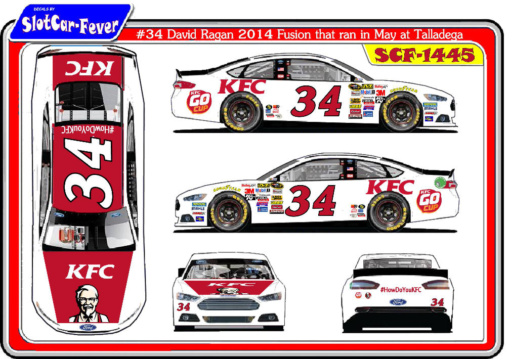 SCF1445-C #34 David Ragan 2014 Fusion that ran in May at Talladega