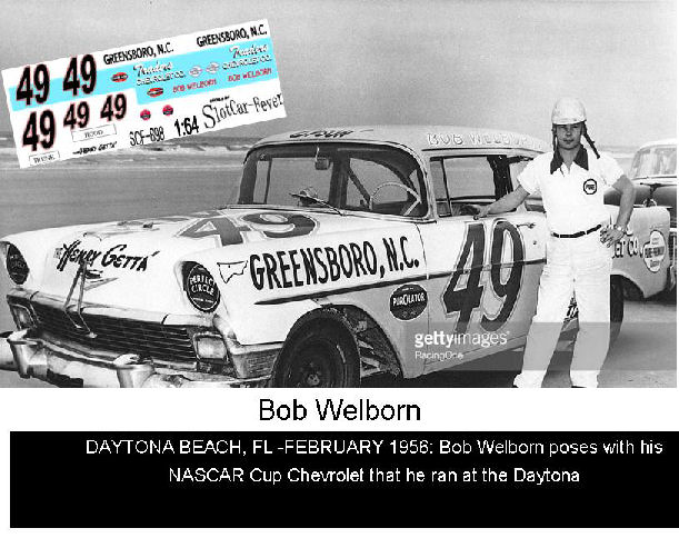 SCF_898-C #49 Bob Welborn 1956 Chevy on the beach at Daytona